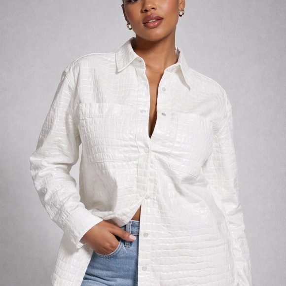 Good American Ivory Croc-Embossed Shirt - Picture 7 of 7